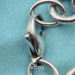 Tiffany & Co. Return To Blue Enamel Splash Heart Tag 8 Large Bracelet Silver