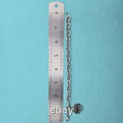 Tiffany & Co. Return To Blue Enamel Splash Heart Tag 8 Large Bracelet Silver