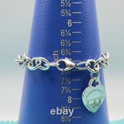 Tiffany & Co. Return To Blue Enamel Splash Heart Tag 8 Large Bracelet Silver