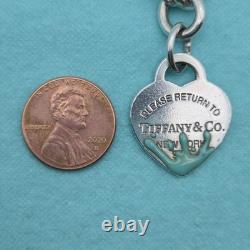 Tiffany & Co. Return To Blue Enamel Splash Heart Tag 8 Large Bracelet Silver