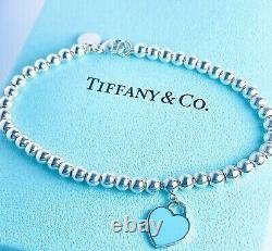 Tiffany & Co. Return To Heart Tag Ball Chain Bracelet Enamel Blue Silver 925