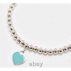 Tiffany & Co. Return To Heart Tag Ball Chain Bracelet Enamel Blue Silver 925