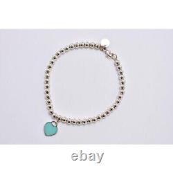 Tiffany & Co. Return To Heart Tag Ball Chain Bracelet Enamel Blue Silver 925