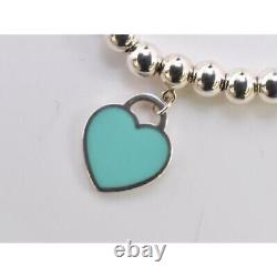 Tiffany & Co. Return To Heart Tag Ball Chain Bracelet Enamel Blue Silver 925