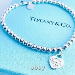 Tiffany & Co. Return To Heart Tag Ball Chain Bracelet Enamel Blue Silver 925