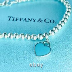 Tiffany & Co. Return To Heart Tag Ball Chain Bracelet Enamel Blue Silver 925