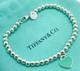 Tiffany & Co. Return To Mini Blue Enamel Heart Silver Bead Bracelet 6.5