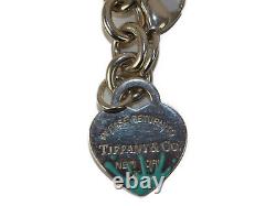 Tiffany & Co. Return To Splash Heart Tag Bracelet Silver Blue Enamel 7.5