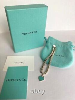Tiffany &Co. Return to Blue Bracelet Sterling Silver 925 6.8 Inch With Box