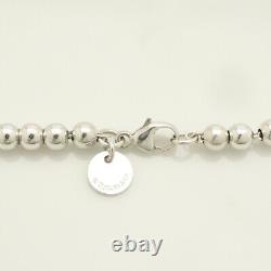 Tiffany & Co. Return to Blue Enamel Heart Tag Bead Chain Bracelet 6.8 withPouch