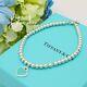 Tiffany & Co. Return To Blue Enamel Heart Tag Bead Chain Bracelet 7.6 Silver