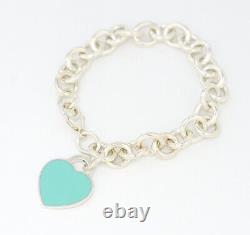 Tiffany & Co. Return to Heart Blue Enamel Bracelet 6.7 Silver 925 Auth withBox