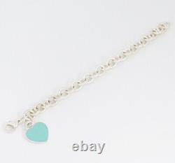 Tiffany & Co. Return to Heart Blue Enamel Bracelet 6.7 Silver 925 Auth withBox