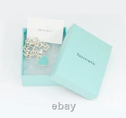 Tiffany & Co. Return to Heart Blue Enamel Bracelet 6.7 Silver 925 Auth withBox