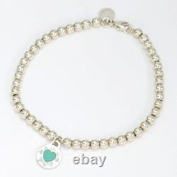 Tiffany & Co. Return to Heart Blue Enamel Bracelet 6.8 Silver 925 Auth withBox
