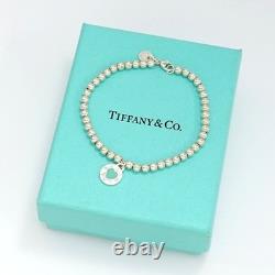 Tiffany & Co. Return to Heart Blue Enamel Bracelet 6.8 Silver 925 Auth withBox