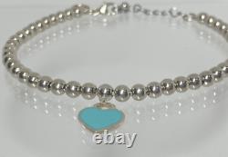 Tiffany & Co Return to Mini Double Heart Enamel Blue Bracelet Excellent