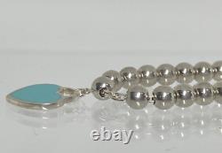 Tiffany & Co Return to Mini Double Heart Enamel Blue Bracelet Excellent