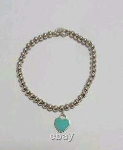 Tiffany & Co Return to Mini Double Heart Enamel Blue Bracelet withBOX