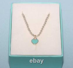 Tiffany & Co Return to Mini Double Heart Enamel Blue Bracelet withBOX Near Mint