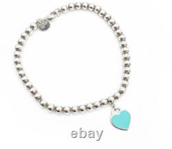 Tiffany & Co Return to Mini Double Heart Enamel Blue Bracelet withBOX Near Mint