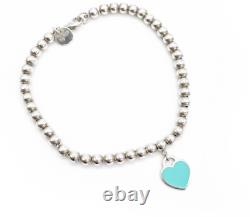 Tiffany & Co Return to Mini Double Heart Enamel Blue Bracelet withBOX Near Mint