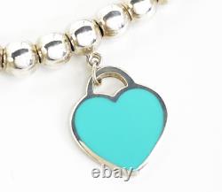 Tiffany & Co Return to Mini Double Heart Enamel Blue Bracelet withBOX Near Mint