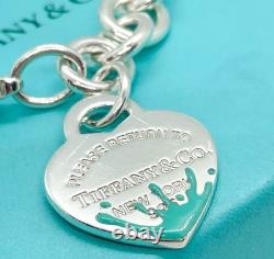 Tiffany & Co. Return to Tiffany Blue Enamel Heart Tag Bracelet 6.25