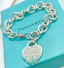 Tiffany & Co. Return to Tiffany Blue Enamel Heart Tag Bracelet 6.25