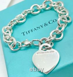 Tiffany & Co. Return to Tiffany Blue Enamel Heart Tag Bracelet 6.25