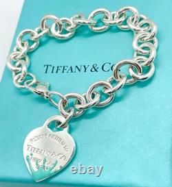 Tiffany & Co. Return to Tiffany Blue Enamel Heart Tag Bracelet 6.5