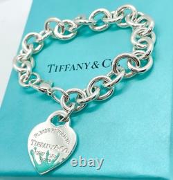 Tiffany & Co. Return to Tiffany Blue Enamel Heart Tag Bracelet 6.5