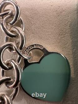 Tiffany & Co Return to Tiffany Blue Enamel Heart Tag Bracelet 925 7 33.9g