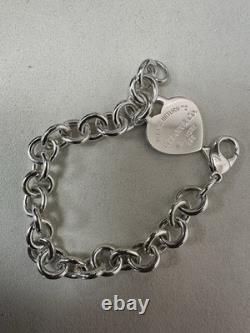 Tiffany & Co Return to Tiffany Blue Enamel Heart Tag Bracelet 925 7 33.9g