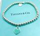 Tiffany & Co. Return To Tiffany Blue Enamel Mini Heart 4mm Bead Bracelet 6.75