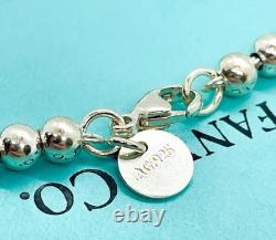 Tiffany & Co. Return to Tiffany Blue Enamel Mini Heart 4mm Bead Bracelet 6.75