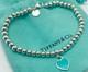 Tiffany & Co. Return To Tiffany Blue Enamel Mini Heart 4mm Bead Bracelet 7.5