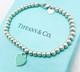 Tiffany & Co. Return To Tiffany Blue Enamel Mini Heart Bead Bracelet 6.5 With Box