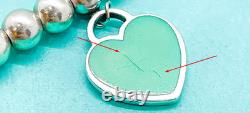 Tiffany & Co. Return to Tiffany Blue Enamel Mini Heart Bead Bracelet 6.5 with Box