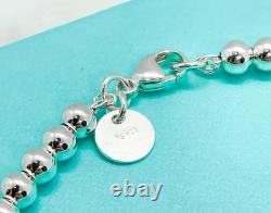 Tiffany & Co. Return to Tiffany Blue Enamel Mini Heart Bead Bracelet 6.5 with Box