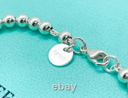 Tiffany & Co. Return to Tiffany Blue Enamel Mini Heart Bead Bracelet 6.5 with Box