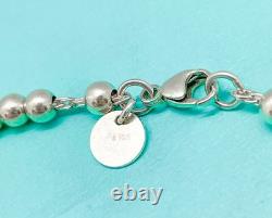 Tiffany & Co. Return to Tiffany Blue Enamel Mini Heart Bead Bracelet 6.5 with Box
