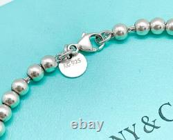 Tiffany & Co. Return to Tiffany Blue Enamel Mini Heart Bead Bracelet 6.5 with Box