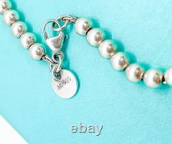 Tiffany & Co. Return to Tiffany Blue Enamel Mini Heart Bead Bracelet 6.5 with Box