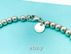 Tiffany & Co. Return to Tiffany Blue Enamel Mini Heart Bead Bracelet 6.5 with Box