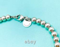 Tiffany & Co. Return to Tiffany Blue Enamel Mini Heart Bead Bracelet 6.5 with Box