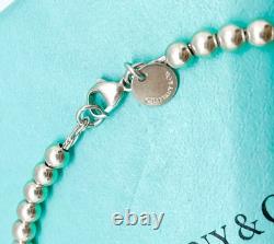 Tiffany & Co. Return to Tiffany Blue Enamel Mini Heart Bead Bracelet 6.5 with Box