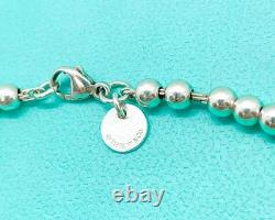 Tiffany & Co. Return to Tiffany Blue Enamel Mini Heart Bead Bracelet 7.5 with Box