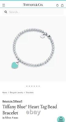 Tiffany & Co Return to Tiffany Blue Enamel Mini Heart Tag 4mm Bracelet 7 In