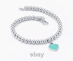 Tiffany & Co Return to Tiffany Blue Enamel Mini Heart Tag 4mm Bracelet 7 In